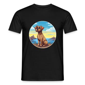 Border Terrier chien race Cartoon Kawaii Clipart - T-shirt homme - noir - Devant - AI Model Male 178 light (178cm)