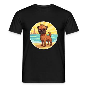 Bruxelles Griffon chien race Cartoon Kawaii Clipart - T-shirt homme - noir - Devant - AI Model Male 178 light (178cm)
