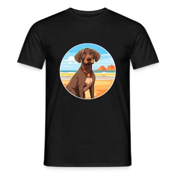Burgos Pointer chien race Cartoon Kawaii Clipart - T-shirt homme - noir - Devant - AI Model Male 178 light (178cm)