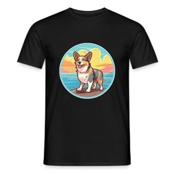 Cardigan Welsh Corgi Dog Breed Cartoon Kawaii Dog - Men's T-Shirt - black - Front - AI Model Male 178 light (178cm)
