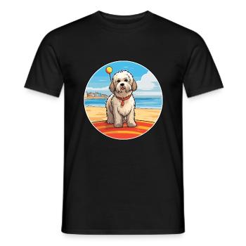 Catalan Sheepdog Dog Breed Cartoon Kawaii Clipart - Men's T-Shirt - black - Front - AI Model Male 178 light (178cm)