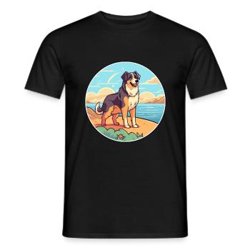 Bucovine chien de berger race Cartoon Kawaii Clipart - T-shirt homme - noir - Devant - AI Model Male 178 light (178cm)