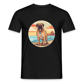 Bullmastiff chien race dessin animé Kawaii Clipart chien - T-shirt homme - noir - Devant - AI Model Male 178 light (178cm)