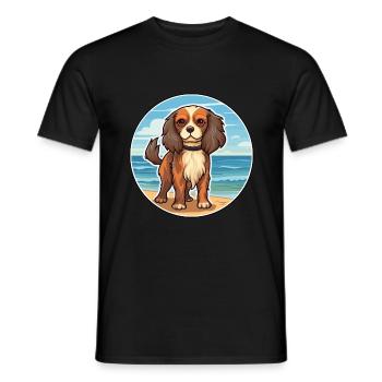 Cavalier Dog Breed Cartoon Kawaii Clipart Dog Pet - Men's T-Shirt - black - Front - AI Model Male 178 light (178cm)