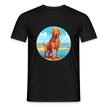 Chesapeake Bay Retriever Dog Breed Cartoon Kawaii - Men's T-Shirt - black - Front - AI Model Male 178 light (178cm)