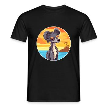 Chinois à crête chien race Cartoon Kawaii Clipart - T-shirt homme - noir - Devant - AI Model Male 178 light (178cm)
