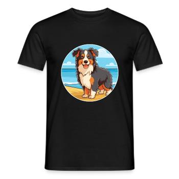 Collie Dog Breed Cartoon Kawaii Clipart Watercolor - Men's T-Shirt - black - Front - AI Model Male 178 light (178cm)