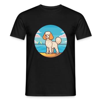Corded Poodle Dog Breed Cartoon Kawaii Clipart Dog - Men's T-Shirt - black - Front - AI Model Male 178 light (178cm)