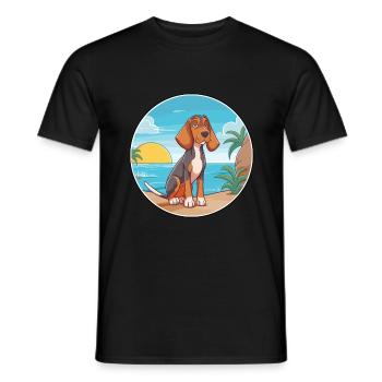 Canarian Warren Hound chien race dessin animé Kawaii chien - T-shirt homme - noir - Devant - AI Model Male 178 light (178cm)