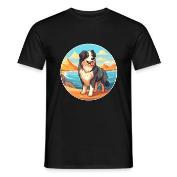 Carpathian Shepherd Dog Breed Cartoon Kawaii Dog - Men's T-Shirt - black - Front - AI Model Male 178 light (178cm)
