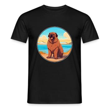 Caucasian Ovcharka Dog Breed Cartoon Kawaii Dog - Men's T-Shirt - black - Front - AI Model Male 178 light (178cm)