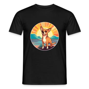 Chihuahua Dog Breed Cartoon Kawaii Clipart Dog Pet - Men's T-Shirt - black - Front - AI Model Male 178 light (178cm)