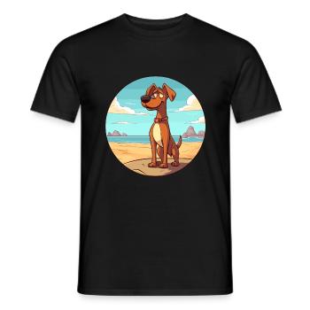 Cimarron Uruguayo Dog Breed Cartoon Kawaii Clipart - Men's T-Shirt - black - Front - AI Model Male 178 light (178cm)