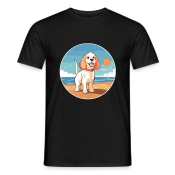 Clumber Spaniel Dog Breed Cartoon Kawaii Clipart - Men's T-Shirt - black - Front - AI Model Male 178 light (178cm)
