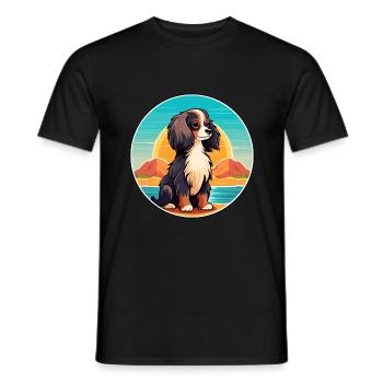 Continental Toy Spaniel Chien Race Cartoon Kawaii - T-shirt homme - noir - Devant - AI Model Male 178 light (178cm)