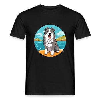 Chien de berger croate chien race Cartoon Kawaii Clipart - T-shirt homme - noir - Devant - AI Model Male 178 light (178cm)