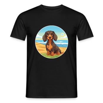 Dackel Hund Rasse Cartoon Kawaii Clipart Hund Haustier - Männer T-Shirt - Schwarz - Vorne - AI Model Male 178 light (178cm)