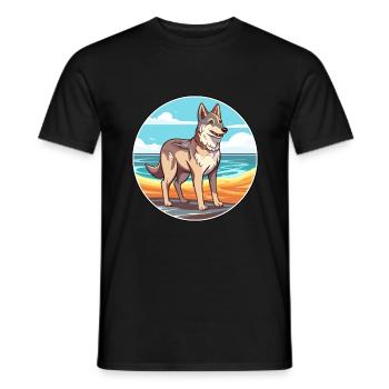 Czechoslovakian Wolfdog Dog Breed Cartoon Kawaii - Men's T-Shirt - black - Front - AI Model Male 178 light (178cm)