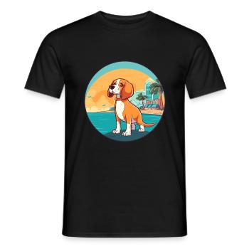 Deutsche Bracke Hund Rasse Cartoon Kawaii Clipart - Männer T-Shirt - Schwarz - Vorne - AI Model Male 178 light (178cm)