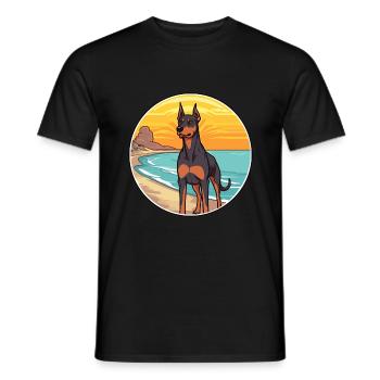 Doberman Pinscher Dog Breed Cartoon Kawaii Clipart - Men's T-Shirt - black - Front - AI Model Male 178 light (178cm)