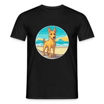 Dingo Hund Rasse Cartoon Kawaii Clipart Aquarell - Männer T-Shirt - Schwarz - Vorne - AI Model Male 178 light (178cm)