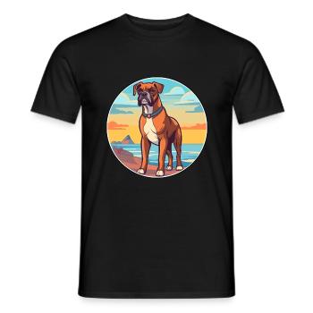 Chien allemand Boxer race Cartoon Kawaii Clipart chien - T-shirt homme - noir - Devant - AI Model Male 178 light (178cm)