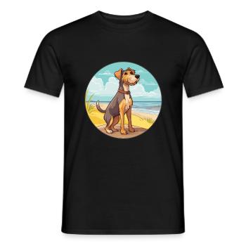 Chien de chasse allemand Terrier race Cartoon Kawaii - T-shirt homme - noir - Devant - AI Model Male 178 light (178cm)