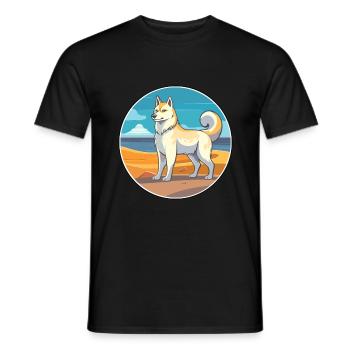 Sibérie orientale Laika chien race dessin animé Kawaii chien - T-shirt homme - noir - Devant - AI Model Male 178 light (178cm)