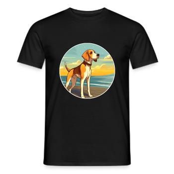 Foxhound anglais chien race Cartoon Kawaii Clipart - T-shirt homme - noir - Devant - AI Model Male 178 light (178cm)