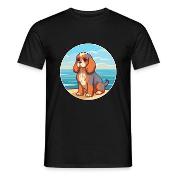 Anglais Jouet Épagneul Chien Race Dessin Animé Kawaii Chien - T-shirt homme - noir - Devant - AI Model Male 178 light (178cm)