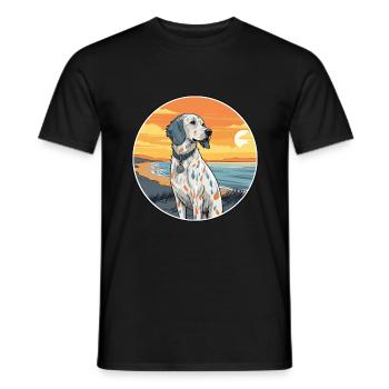 English Setter Dog Breed Cartoon Kawaii Clipart - Men's T-Shirt - black - Front - AI Model Male 178 light (178cm)