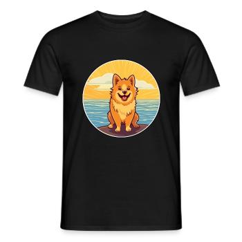 Finnischer Spitz Hund Rasse Cartoon Kawaii Clipart Hund - Männer T-Shirt - Schwarz - Vorne - AI Model Male 178 light (178cm)