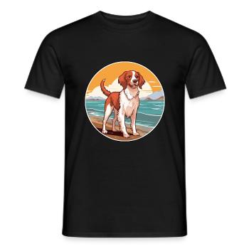 Français Bretagne chien race Cartoon Kawaii Clipart - T-shirt homme - noir - Devant - AI Model Male 178 light (178cm)