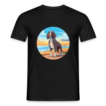 Frisian Pointing Dog Breed Cartoon Kawaii Clipart - Men's T-Shirt - black - Front - AI Model Male 178 light (178cm)