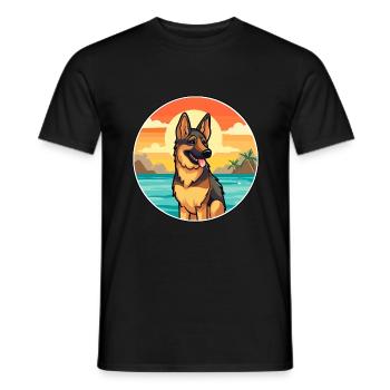 German Shepherd Dog Breed Cartoon Kawaii Clipart - Men's T-Shirt - black - Front - AI Model Male 178 light (178cm)