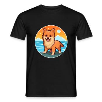 Spitz allemand chien race dessin animé Kawaii Clipart chien - T-shirt homme - noir - Devant - AI Model Male 178 light (178cm)