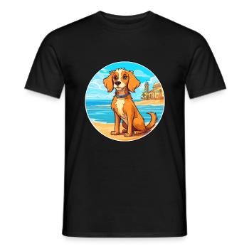 Havenese chien race dessin animé Kawaii Clipart chien animal de compagnie - T-shirt homme - noir - Devant - AI Model Male 178 light (178cm)