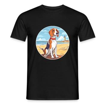 Français Tricolor Hound Dog race Cartoon Kawaii Dog - T-shirt homme - noir - Devant - AI Model Male 178 light (178cm)
