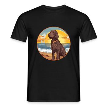 Allemand à poil long Pointer chien race Cartoon Kawaii - T-shirt homme - noir - Devant - AI Model Male 178 light (178cm)