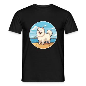 Japanese Spitz Dog Breed Cartoon Kawaii Clipart - Men's T-Shirt - black - Front - AI Model Male 178 light (178cm)