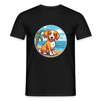 Kanni chien race dessin animé Kawaii Clipart aquarelle - T-shirt homme - noir - Devant - AI Model Male 178 light (178cm)