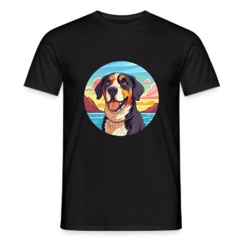 Grand Bouvier Suisse Race Cartoon Kawaii - T-shirt homme - noir - Devant - AI Model Male 178 light (178cm)