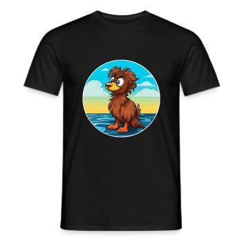Griffon Nivernais chien race Cartoon Kawaii Clipart - T-shirt homme - noir - Devant - AI Model Male 178 light (178cm)