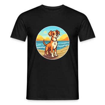 Hygenhund chien race dessin animé Kawaii Clipart chien animal de compagnie - T-shirt homme - noir - Devant - AI Model Male 178 light (178cm)