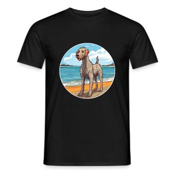 Irish Wolfhound chien race Cartoon Kawaii Clipart - T-shirt homme - noir - Devant - AI Model Male 178 light (178cm)