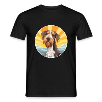 Chien de chasse à poil dur d’Istrie race de chien Cartoon Kawaii - T-shirt homme - noir - Devant - AI Model Male 178 light (178cm)