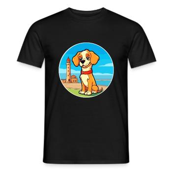 Italien Volpino chien race Cartoon Kawaii Clipart - T-shirt homme - noir - Devant - AI Model Male 178 light (178cm)
