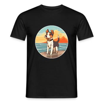 Japanese Terrier Dog Breed Cartoon Kawaii Clipart - Men's T-Shirt - black - Front - AI Model Male 178 light (178cm)