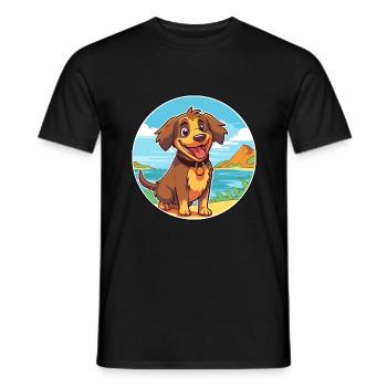 Kai Ken chien race dessin animé Kawaii Clipart chien animal de compagnie - T-shirt homme - noir - Devant - AI Model Male 178 light (178cm)