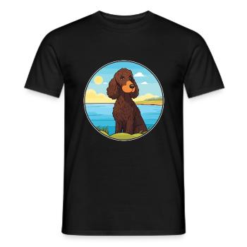 Irischer Wasserspaniel Hund Rasse Cartoon Kawaii Hund - Männer T-Shirt - Schwarz - Vorne - AI Model Male 178 light (178cm)